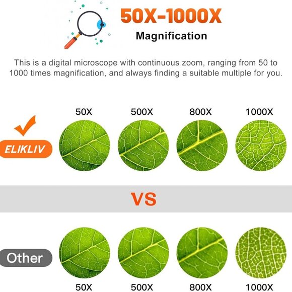 Microscope, LCD Digital Coin Microscope 1000x, Coin Magnifier with 8 Adjustable - Picture 3 of 9